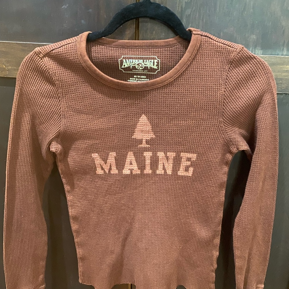 American Eagle Rust Waffle Knit Top